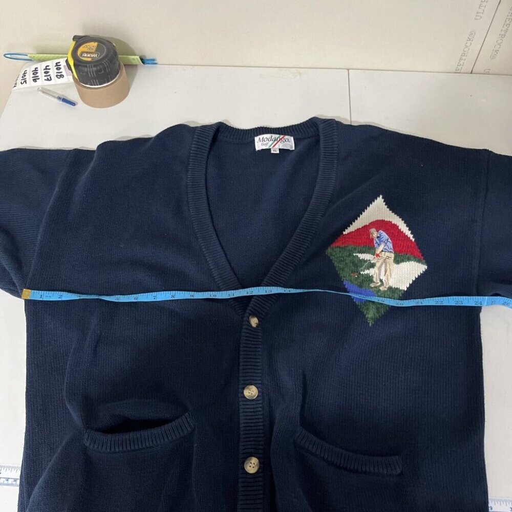 Modango Vintage 90s Cotton Golf Cardigan Sweater Mens Size XL - Picture 8 of 10